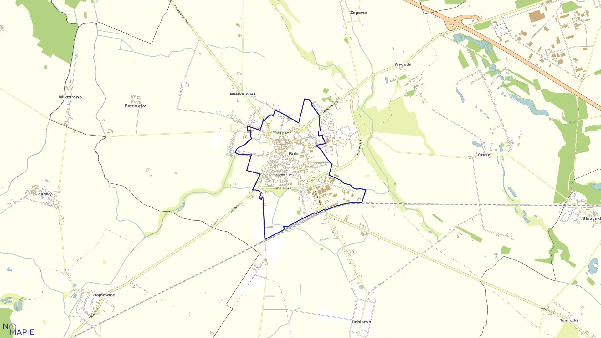 Mapa obrębu BUK w gminie Buk